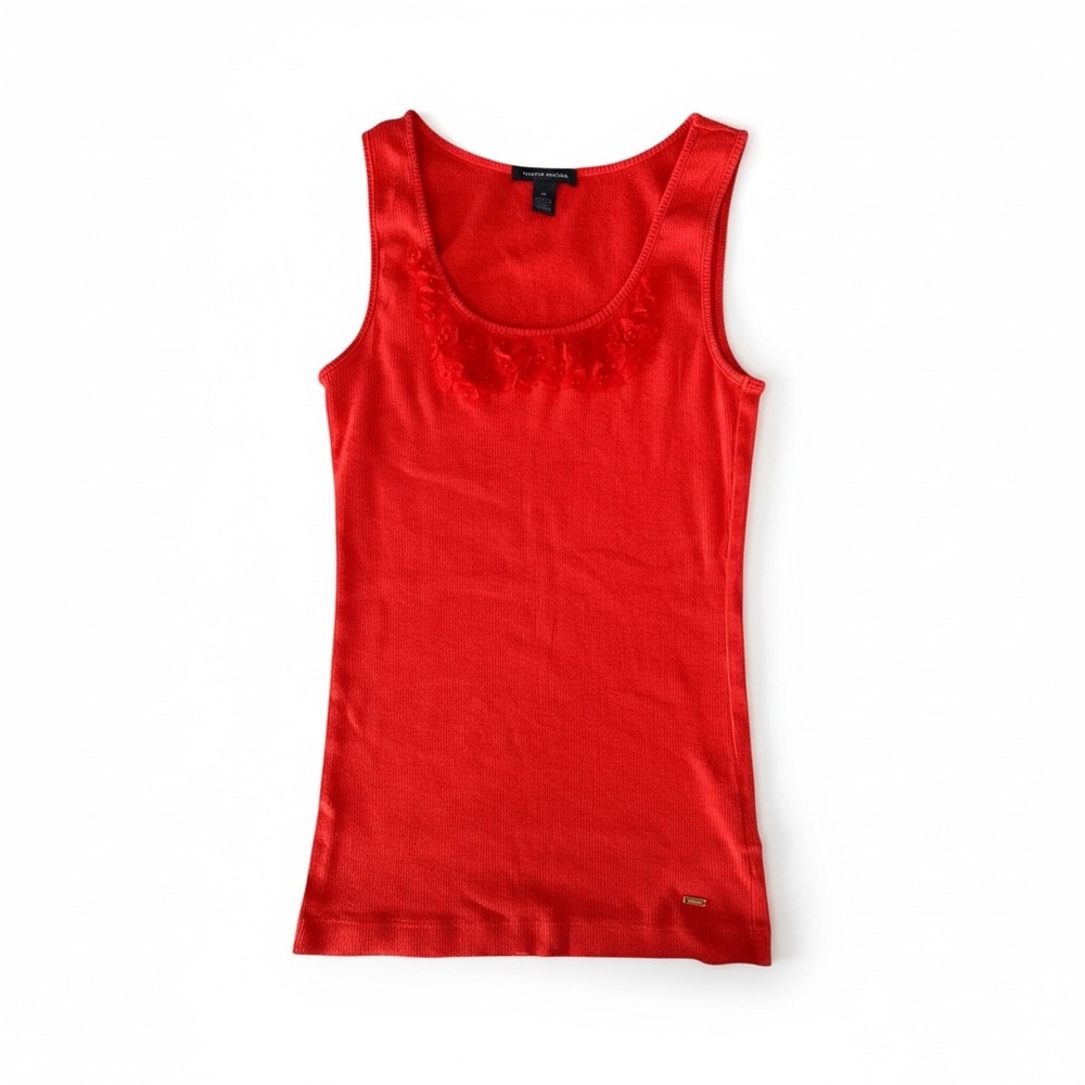 Tommy Hilfiger Y2K Vibrant Red Tank Top with Flower Detail